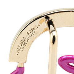 エルメス シュヴァル ネオン スカーフリング ゴールド ピンク ブルー メッキ レディース HERMES 【中古】