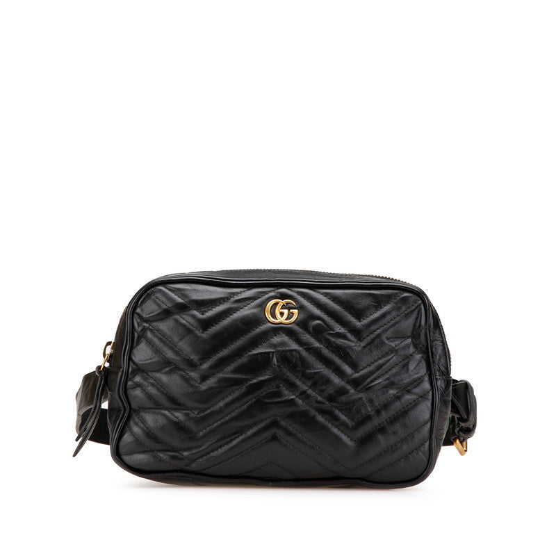 グッチ GGマーモント ウエストバッグ 523380 ブラック レザー レディース GUCCI 【中古】