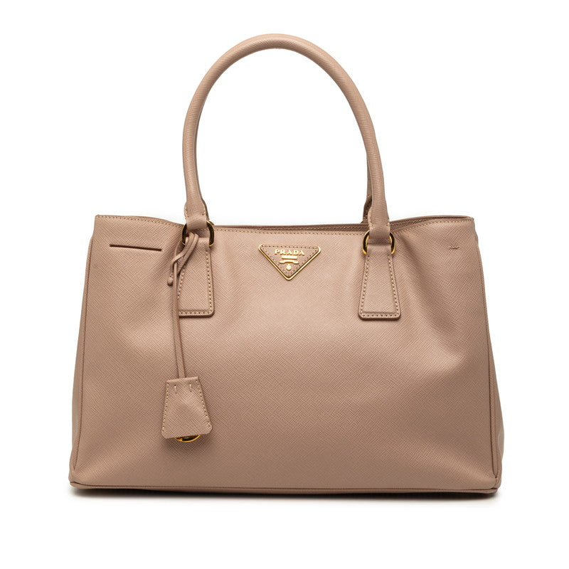 プラダ 三角ロゴプレート ガレリア トートバッグ ハンドバッグ 1BA874 ベージュ サフィアーノレザー レディース PRADA 【中古】