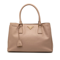 プラダ 三角ロゴプレート ガレリア トートバッグ ハンドバッグ 1BA874 ベージュ サフィアーノレザー レディース PRADA 【中古】