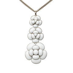 シャネル カメリア ネックレス ホワイト シルバー メタル レディース CHANEL 中古