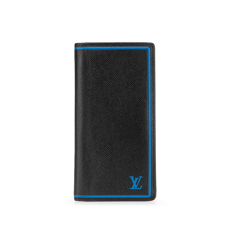 ルイ ヴィトン タイガ ポルトフォイユ ブラザ 長財布 M63300 ノワール ブラック ブルー レザー メンズ LOUIS VUITTON 【中古】