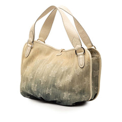 セリーヌ トリオンフ ハンドバッグ ベージュ ブルー キャンバス レザー レディース CELINE 【中古】