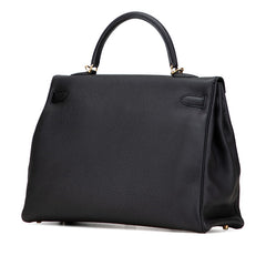 エルメス ケリー35 ハンドバッグ ショルダーバッグ 2WAY ブラック トゴ レディース HERMES 【中古】