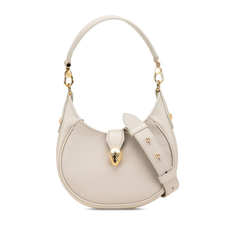 ブルガリ セルペンティ エリプス ハンドバッグ ショルダーバッグ 2WAY グレージュ レザー レディース BVLGARI 【中古】