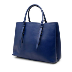 プラダ 三角ロゴプレート トートバッグ ブルー サフィアーノレザー レディース PRADA 【中古】