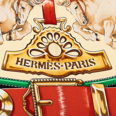 エルメス カレ90 CHEVAUX DE TRAIT 輓馬 スカーフ イエロー マルチカラー シルク レディース HERMES 【中古】
