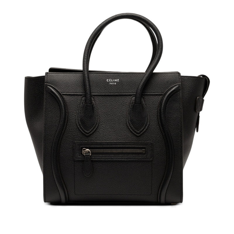 セリーヌ ラゲージ マイクロショッパー ハンドバッグ ブラック レザー レディース CELINE 【中古】