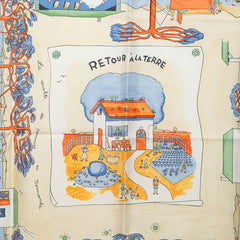 エルメス カレ90 故郷に帰る RETOUR A LA TERRE スカーフ マルチカラー シルク レディース HERMES 中古