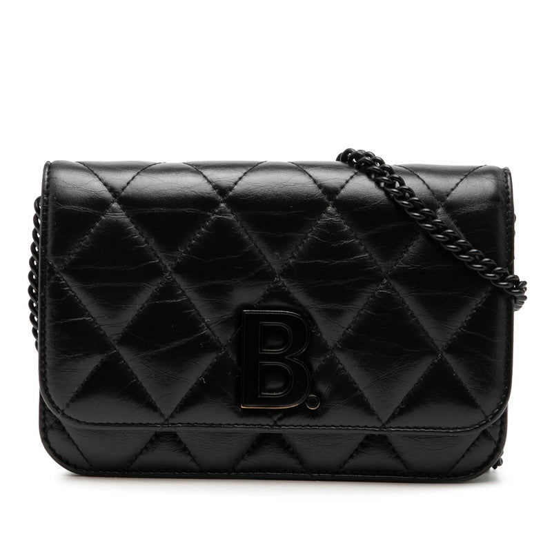 バレンシアガ ビードット 斜め掛け チェーンウォレット ショルダーバッグ 593615 ブラック レザー レディース BALENCIAGA 【中古】