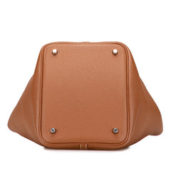 エルメス ピコタンロックMM ハンドバッグ ブラウン系 シルバー金具 トリヨンクレマンス レディース HERMES 【中古】