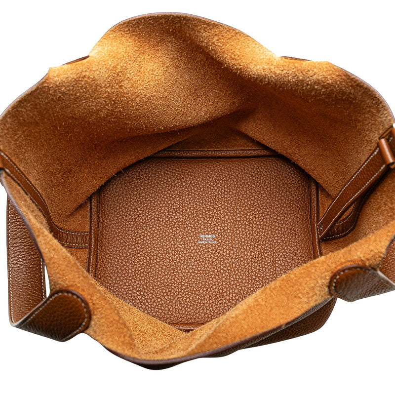 エルメス ピコタンロックMM ハンドバッグ ブラウン系 シルバー金具 トリヨンクレマンス レディース HERMES 【中古】