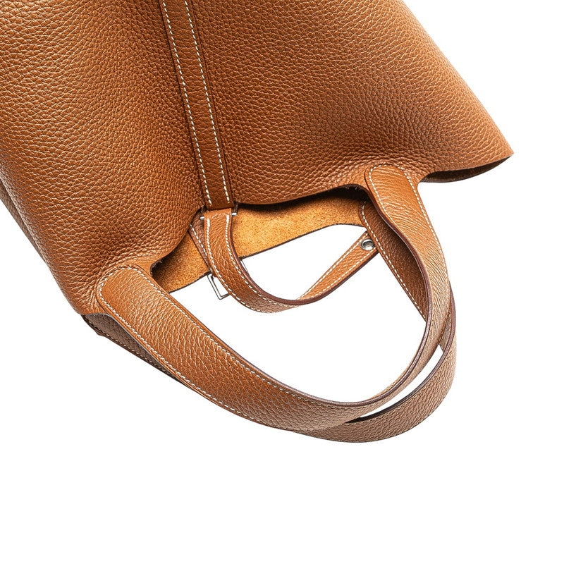 エルメス ピコタンロックMM ハンドバッグ ブラウン系 シルバー金具 トリヨンクレマンス レディース HERMES 【中古】