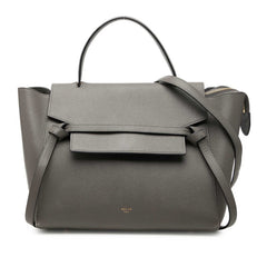 セリーヌ ベルトバッグ ミニ ハンドバッグ ショルダーバッグ 2WAY 176103 グレー レザー レディース CELINE 中古
