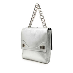 プラダ チェーン ハンドバッグ ショルダーバッグ 2WAY シルバー レザー レディース PRADA 中古