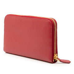 プラダ 三角ロゴ ラウンドファスナー 長財布 1M1133 レッド サフィアーノレザー レディース PRADA 【中古】