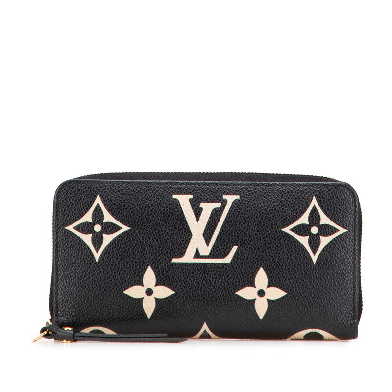 ルイ ヴィトン モノグラム アンプラント ジッピー ウォレット 長財布 M80481 ブラック レザー レディース LOUIS VUITTON 【中古】