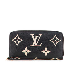 ルイ ヴィトン モノグラム アンプラント ジッピー ウォレット 長財布 M80481 ブラック レザー レディース LOUIS VUITTON 【中古】
