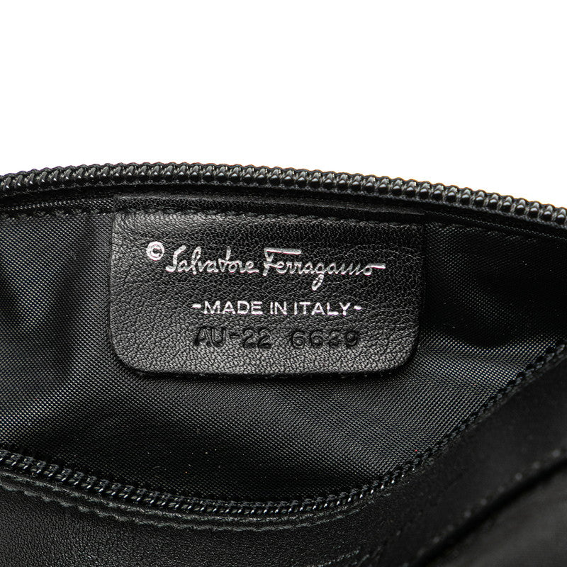 サルヴァトーレフェラガモ ロゴ ポーチ ブラック ナイロン レザー レディース Salvatore Ferragamo 【中古】