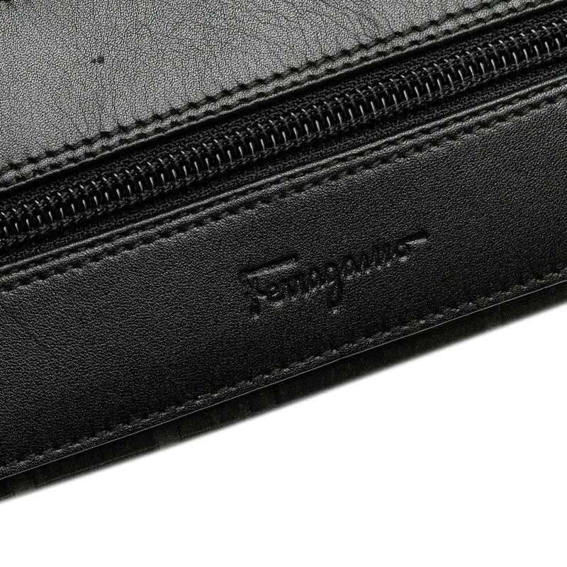 サルヴァトーレフェラガモ ロゴ ポーチ ブラック ナイロン レザー レディース Salvatore Ferragamo 【中古】