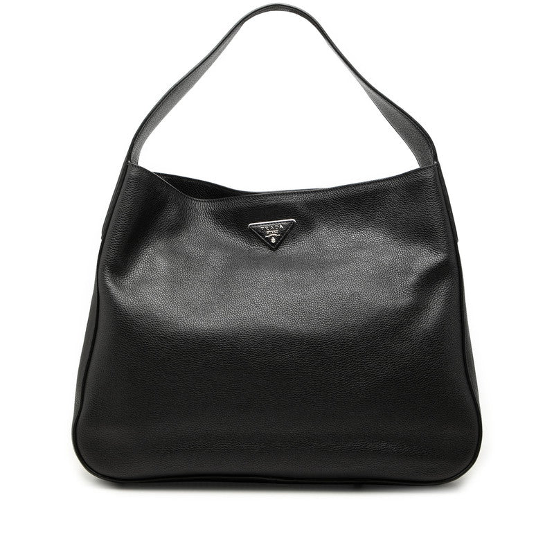 プラダ 三角ロゴプレート ワンショルダーバッグ 1BC028 ブラック レザー レディース PRADA 中古