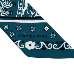 エルメス ツイリー Peuple du Vent 風の民 スカーフ ブルー ホワイト ブラック シルク レディース HERMES 【中古】