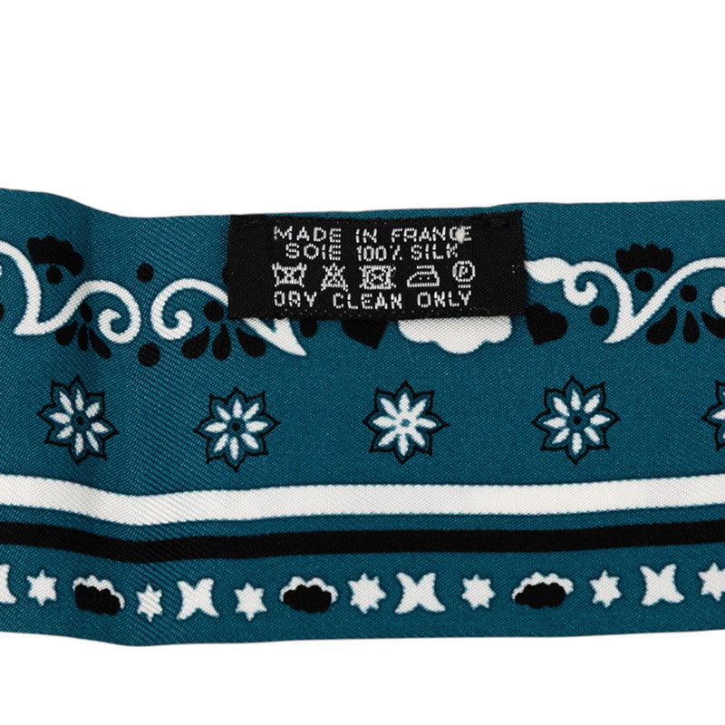 エルメス ツイリー Peuple du Vent 風の民 スカーフ ブルー ホワイト ブラック シルク レディース HERMES 【中古】