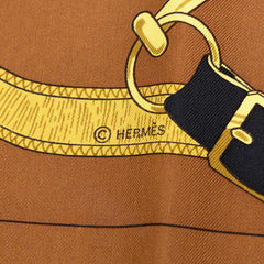 エルメス カレ90 Eperon d’or エプロンドール 黄金の拍車 スカーフ ブラウン シルク レディース HERMES 【中古】