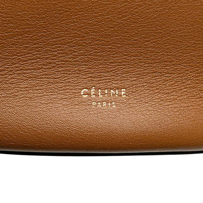セリーヌ ロゴ クラスプバケット ショルダーバッグ ブラウン レザー レディース CELINE 【中古】