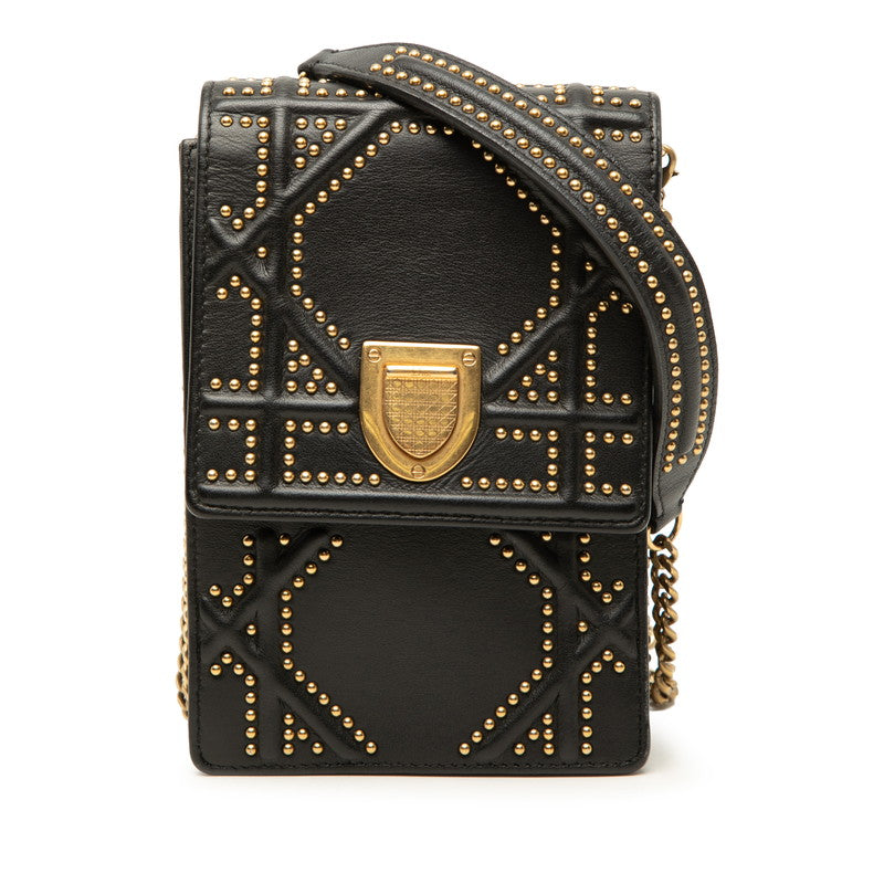 ディオール ディオラマ 斜め掛け チェーン ショルダーバッグ ブラック ゴールド レザー レディース Dior 【中古】