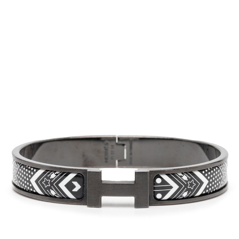エルメス クリックHH バンダナ ブレスレット ブラック ホワイト メタル メンズ HERMES 【中古】