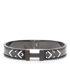 エルメス クリックHH バンダナ ブレスレット ブラック ホワイト メタル メンズ HERMES 【中古】