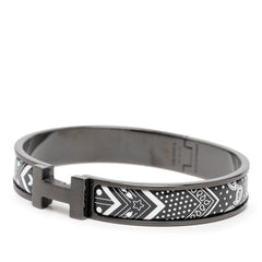 エルメス クリックHH バンダナ ブレスレット ブラック ホワイト メタル メンズ HERMES 【中古】