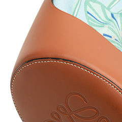 ロエベ ×パウラズ イビサ アナグラム バルーンバッグ スモール 斜め掛け ショルダーバッグ ライトブルー ブラウン キャンバス レザー レディース LOEWE 【中古】