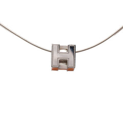 エルメス カージュドアッシュ Hキューブ ネックレス シルバー オレンジ メタル レディース HERMES 【中古】