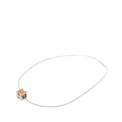 エルメス カージュドアッシュ Hキューブ ネックレス シルバー オレンジ メタル レディース HERMES 【中古】