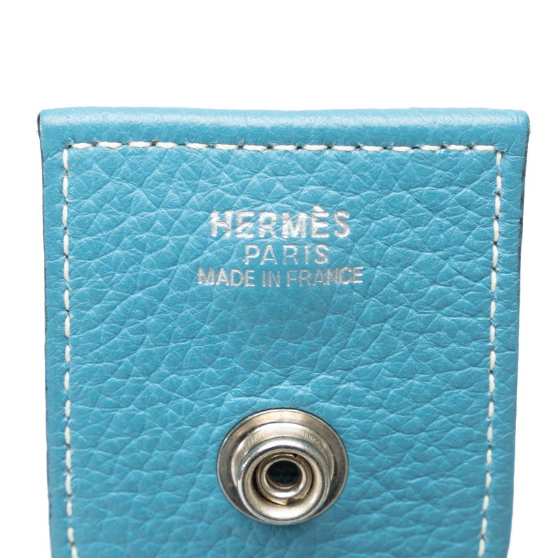 エルメス サコ 斜め掛け ショルダーバッグ ブルー トワルアッシュ レザー レディース HERMES 【中古】