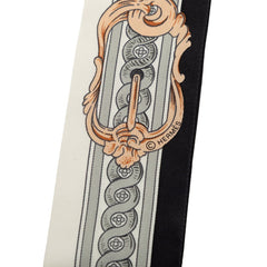 エルメス ツイリー BRIDE DE COUR 法廷の勒 スカーフ グレー ホワイト ブラック シルク レディース HERMES 中古