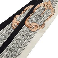 エルメス ツイリー BRIDE DE COUR 法廷の勒 スカーフ グレー ホワイト ブラック シルク レディース HERMES 中古