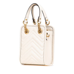 グッチ GGマーモント ショルダーバッグ ハンドバッグ 2WAY 696123 ホワイト ゴールド レザー レディース GUCCI 【中古】