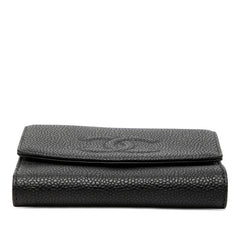 シャネル ココマーク 二つ折り財布 ブラック キャビアスキン レディース CHANEL 【中古】
