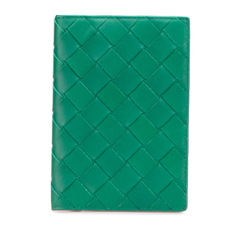 ボッテガヴェネタ イントレチャート パスポートケース グリーン レザー レディース BOTTEGAVENETA 【中古】