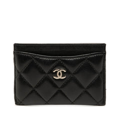 シャネル ココマーク マトラッセ カードケース パスケース ブラック ラムスキン レディース CHANEL 【中古】