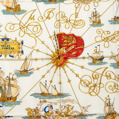 エルメス カレ90 VOILES DE LUMIERE 光の帆船 スカーフ 大判 ホワイト マルチカラー シルク レディース HERMES 中古