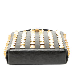 ヴァレンティノ ロックスタッズ ショルダーバッグ スマートフォン ミニポーチ ブラック ゴールド レザー メタル レディース VALENTINO 【中古】