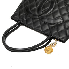 シャネル 復刻トート ココマーク ハンドバッグ トートバッグ ブラック キャビアスキン レディース CHANEL 【中古】
