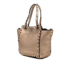 ヴァレンティノ ガラヴァーニ ロックスタッズ ミニ ハンドバッグ ショルダーバッグ 2WAY ゴールド レザー レディース VALENTINO 【中古】