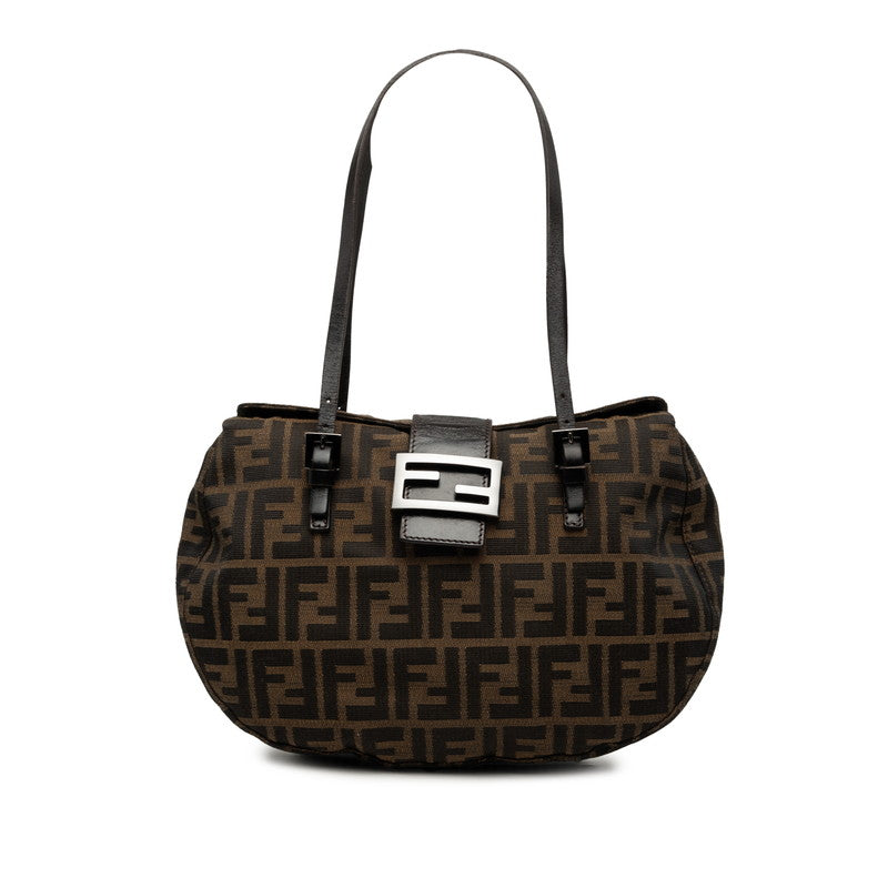 フェンディ ズッカ トートバッグ ショルダーバッグ 2WAY 8BR088 ブラウン キャンバス レザー レディース FENDI 中古
