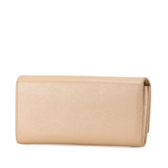 セリーヌ ラージ フラップウォレット 長財布 10B563 ベージュ レザー レディース CELINE 中古