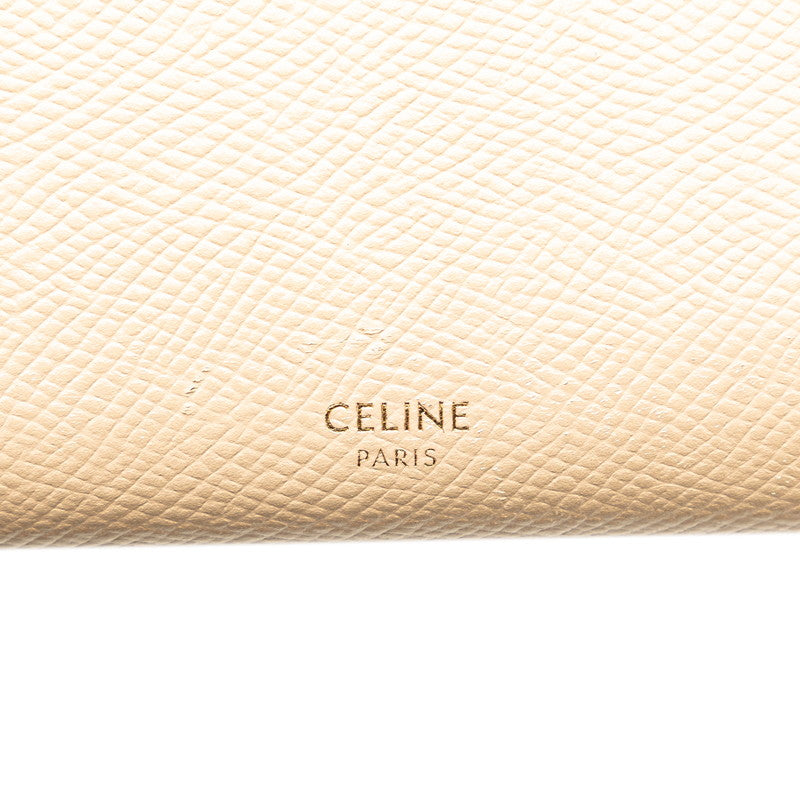 セリーヌ ラージ フラップウォレット 長財布 10B563 ベージュ レザー レディース CELINE 【中古】